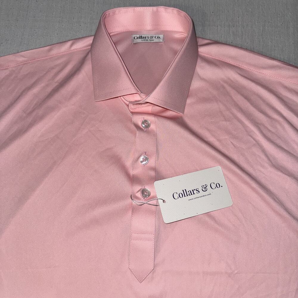 Collars and Co Golf Polo Solid Pink Size Large Tall Preppy New With Tags